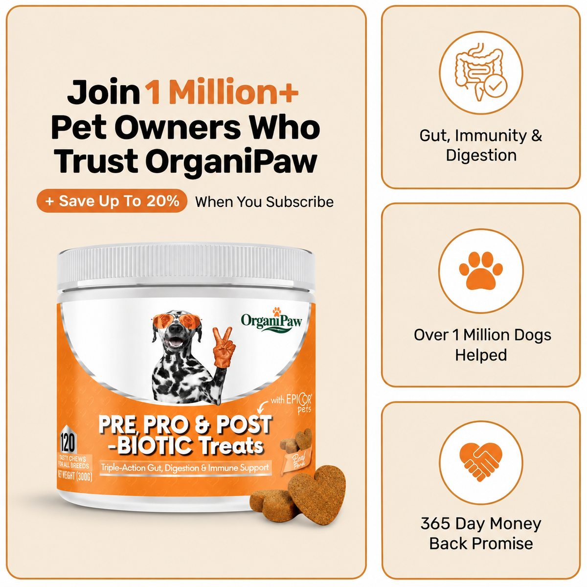 Gut, Immunity & Digestion - 120 Triple-Biotic Treats